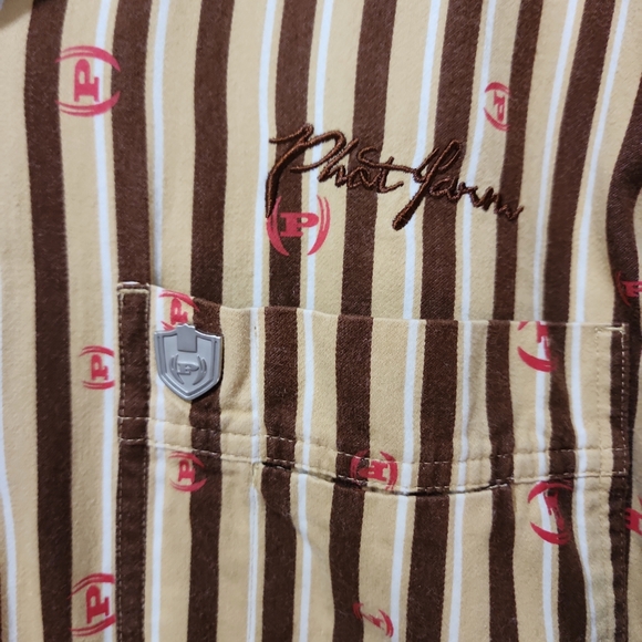 Phat farm vintage men stripe shirt long sleeve XL - Picture 6 of 10